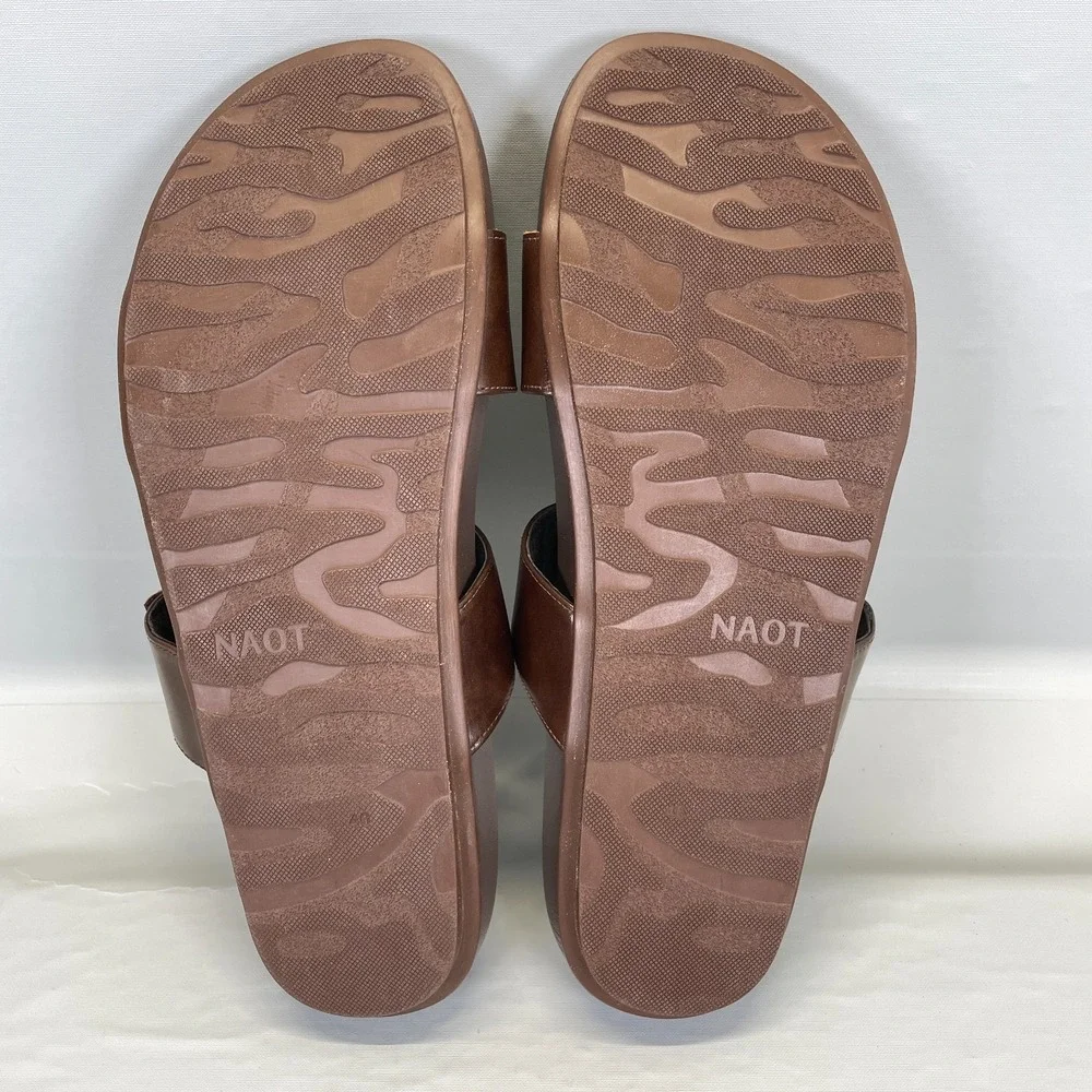 Naot Maldive Sandals Mens Size 13 Brown Leather Slides Strappy Comfort Shoes